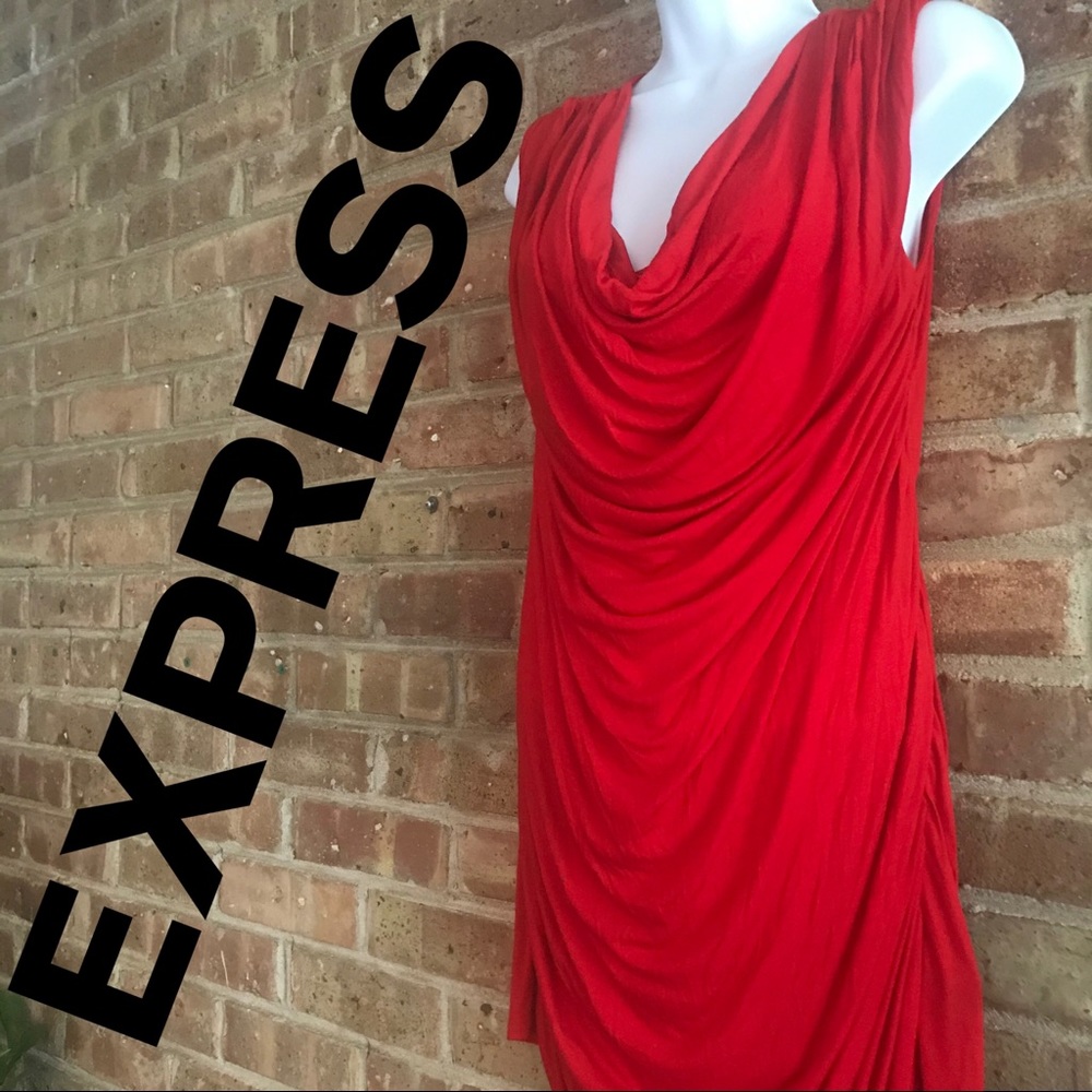 NWT Express Cowl Neck Drape Neck Top Red